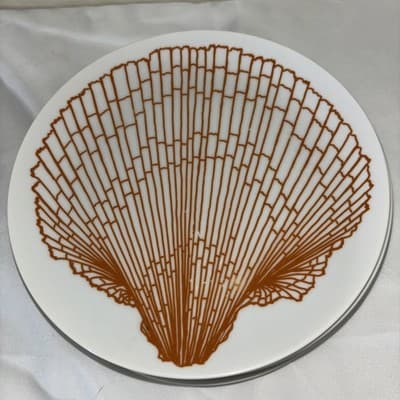 VTG Plate Set 6 Beach House 1970s Fitz & Floyd Orange Sea Shell 7.5” Ocean - Thumbnail 3