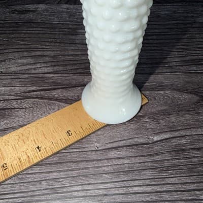 Vintage Hobnail Milk Glass White Bud Vase EO Brody Co USA Cottage Core MCM 8" - Thumbnail 16