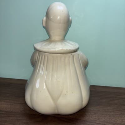 1940’s AMERICAN POTTERY AB Co CLOWN BISQUE COOKIE JAR WITH #3 BASEBALL CAP - Thumbnail 5