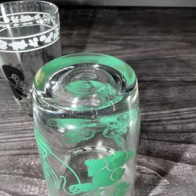 1966 Swanky Swigs Kraft Cheese Kid's Juice Glass Green Bunnies & Kittens Horse - Thumbnail 7