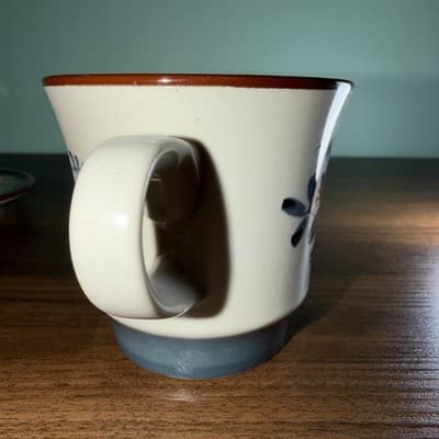 NORITAKE STONEWARE PLEASURE #8344 Coffee CUP & SAUCER SET Blue Brown Replacement - Thumbnail 4