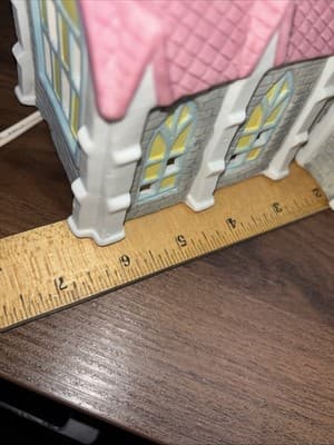 Vintage Holiday Lighted Ceramic Church Pink Purple White Blue 1980’s Test Rite - Thumbnail 10