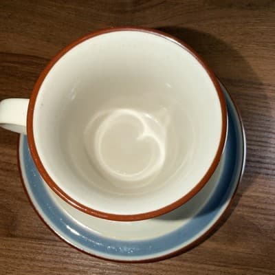 NORITAKE STONEWARE PLEASURE #8344 Coffee CUP & SAUCER SET Blue Brown Replacement - Thumbnail 2