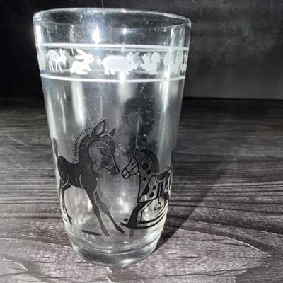 1966 Swanky Swigs Kraft Cheese Kid's Juice Glass Green Bunnies & Kittens Horse - Thumbnail 10
