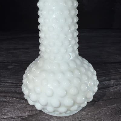 Vintage Hobnail Milk Glass White Bud Vase EO Brody Co USA Cottage Core MCM 8" - Thumbnail 2