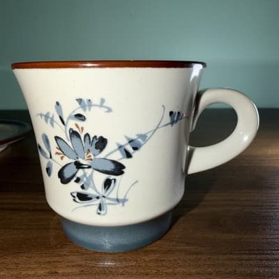 NORITAKE STONEWARE PLEASURE #8344 Coffee CUP & SAUCER SET Blue Brown Replacement - Thumbnail 5
