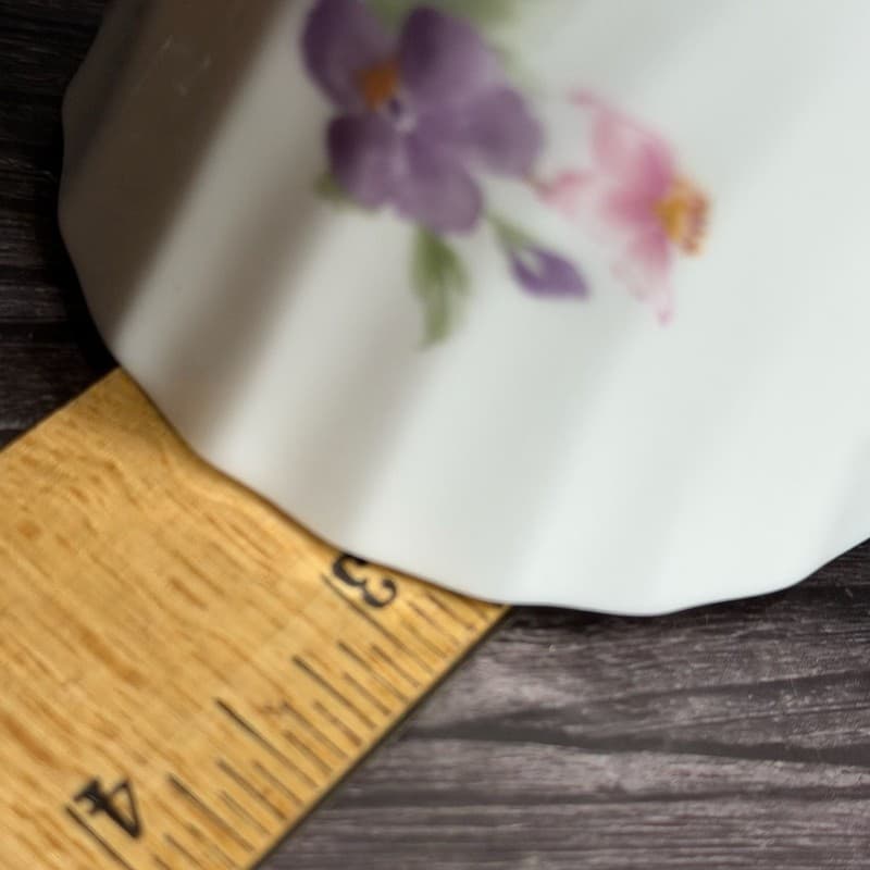 Vintage Royal Stuart Fine Bone China Swirl Ribbed Floral Mug with Purple Pansies - Thumbnail 10