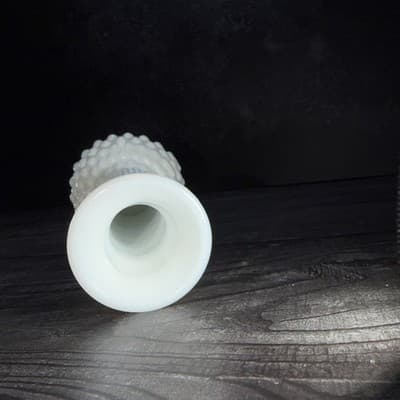 Vintage Hobnail Milk Glass White Bud Vase EO Brody Co USA Cottage Core MCM 8" - Thumbnail 11