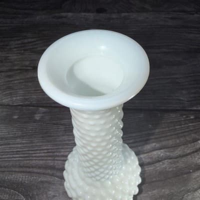 Vintage Hobnail Milk Glass White Bud Vase EO Brody Co USA Cottage Core MCM 8" - Thumbnail 3