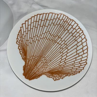 VTG Plate Set 6 Beach House 1970s Fitz & Floyd Orange Sea Shell 7.5” Ocean - Thumbnail 8