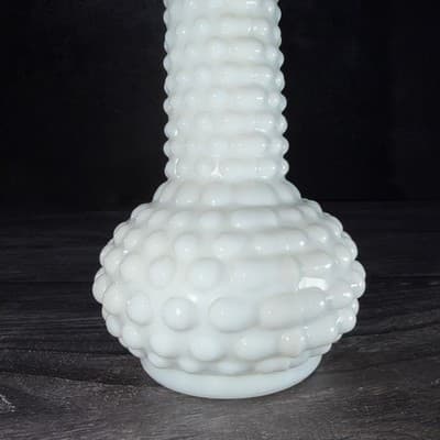 Vintage Hobnail Milk Glass White Bud Vase EO Brody Co USA Cottage Core MCM 8" - Thumbnail 9