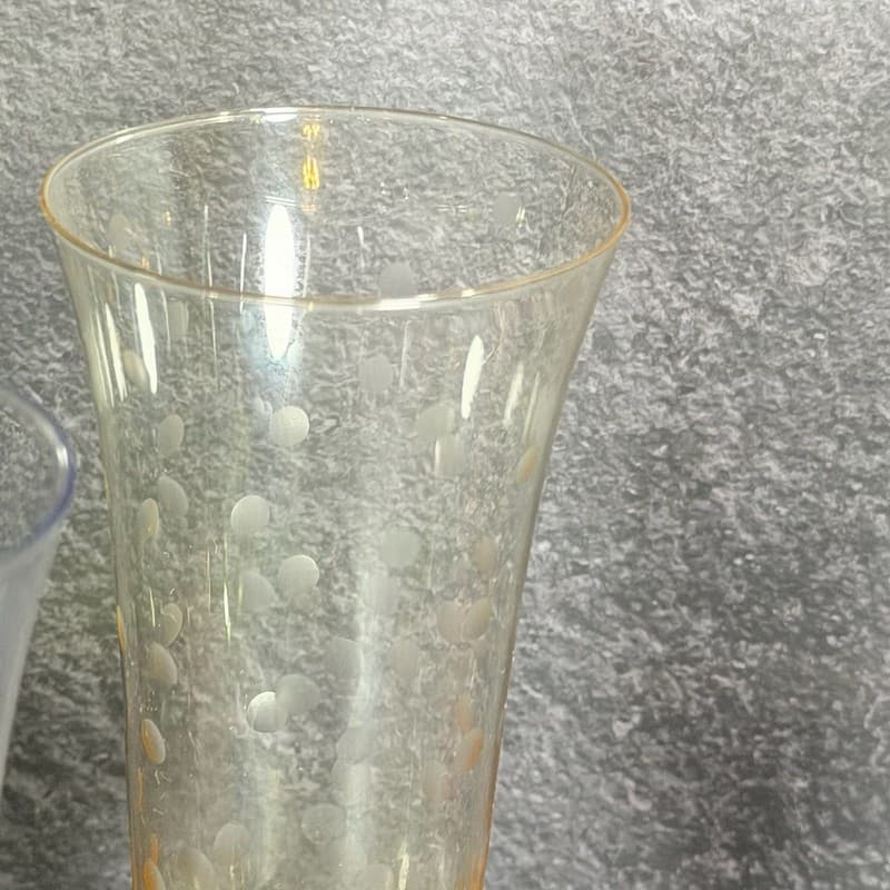 Set of 4 Multicolor Etched Polka Dot Champagne Flutes Crystal Glass - Thumbnail 7