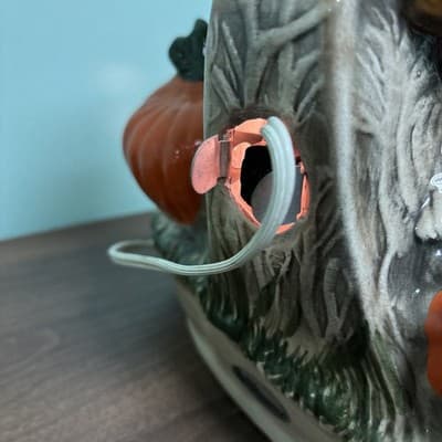 VTG Large Scarecrow Jack O Lantern Ceramic Pumpkin Base Lighted w/Cord Halloween - Thumbnail 8