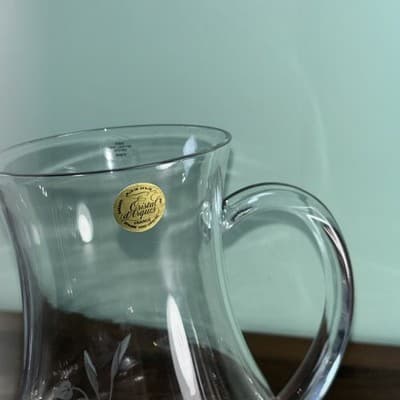 Vintage Avon Crystal Hummingbird Pitcher 8" 24% Lead Crystal Serving Water Tea - Thumbnail 4