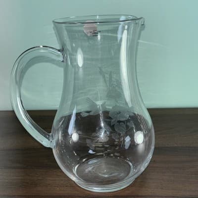 Vintage Avon Crystal Hummingbird Pitcher 8" 24% Lead Crystal Serving Water Tea - Thumbnail 7