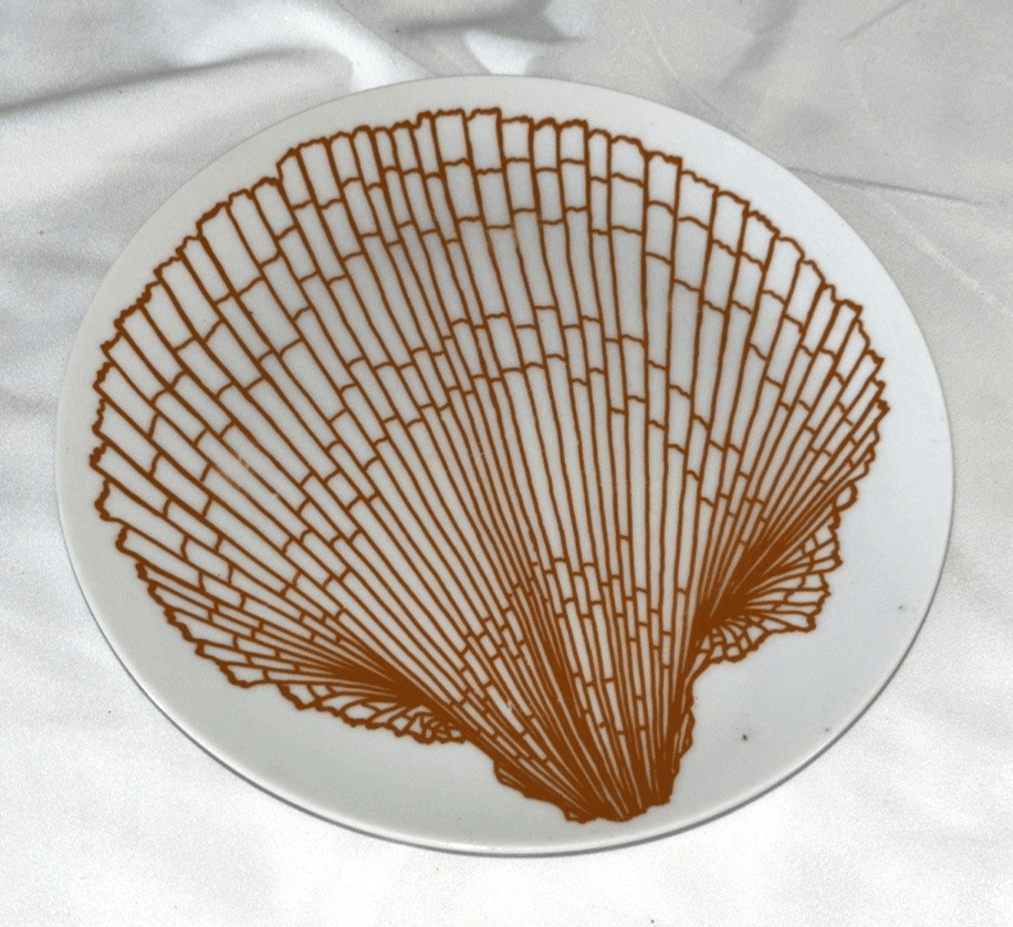 VTG Plate Set 6 Beach House 1970s Fitz & Floyd Orange Sea Shell 7.5” Ocean