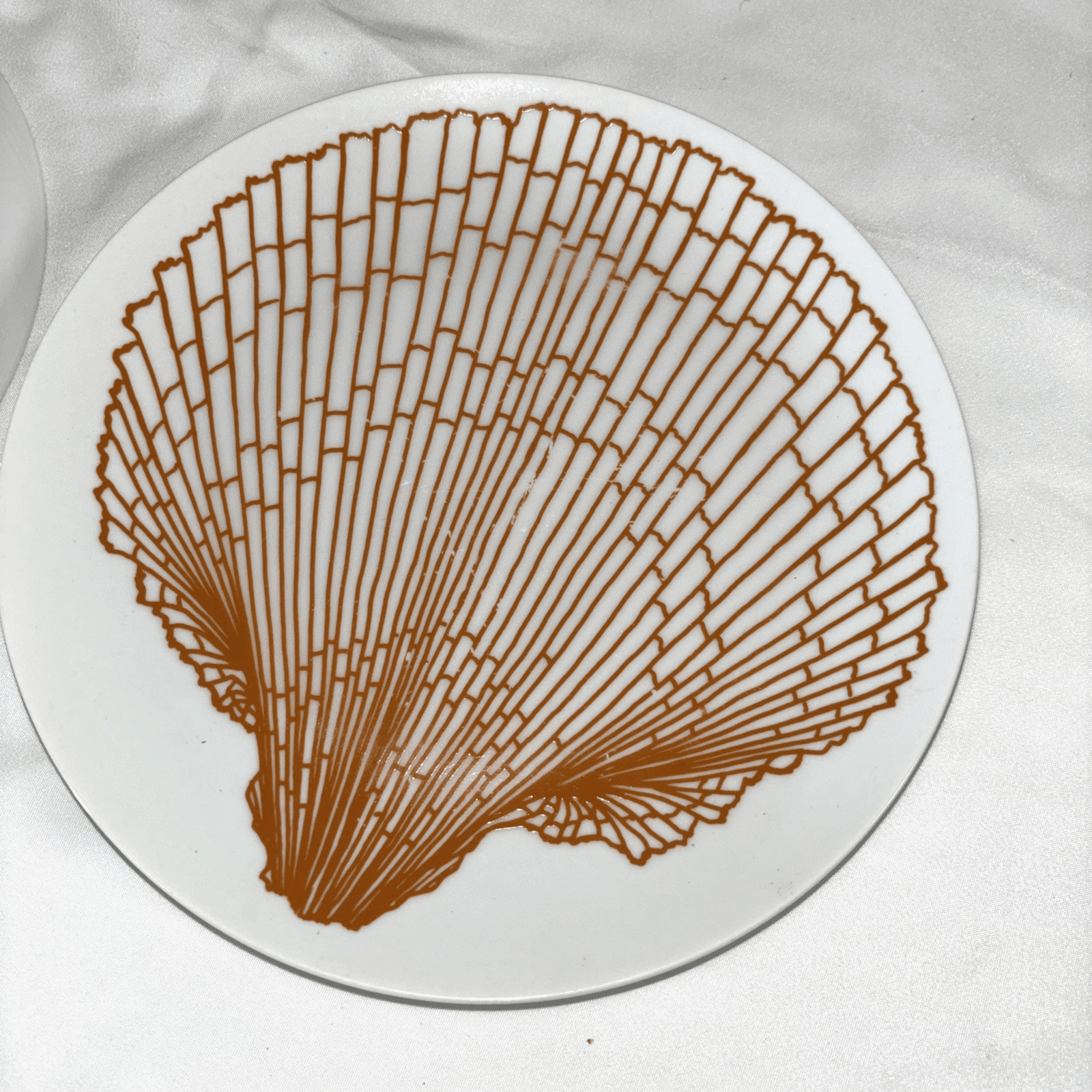 VTG Plate Set 6 Beach House 1970s Fitz & Floyd Orange Sea Shell 7.5” Ocean - Thumbnail 5