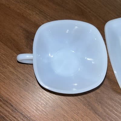 1 Set Vintage Fire King Azurite Blue Charm Cup & Saucer Replacement Pale Milk - Thumbnail 4