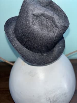 10.5” GOURD SNOWMAN Felt Top hat Bow tie Rustic Cute Coal Eyes Buttons Carrot - Thumbnail 7