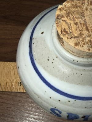 Stoneware “Spices” Jars Large Round Redware Salt Glazed Containers With Cork - Thumbnail 11