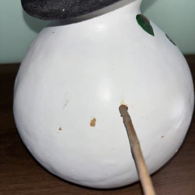 10.5” GOURD SNOWMAN Felt Top hat Bow tie Rustic Cute Coal Eyes Buttons Carrot - Thumbnail 5