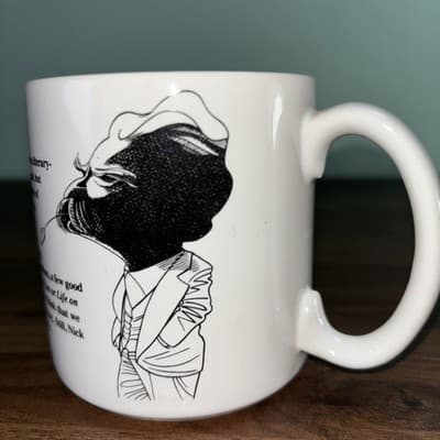 Mark Twain Caricature Coffee Mug White, Black, 1992 Largely Literary Designs Inc - Thumbnail 5