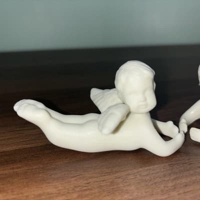 Pair of Vintage Porcelain Cherub Candle Holders - Thumbnail 2