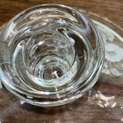 Pair Of Vintage 1980s Avon Hummingbird 24% lead crystal Candle Holder Set Of 2 - Thumbnail 7