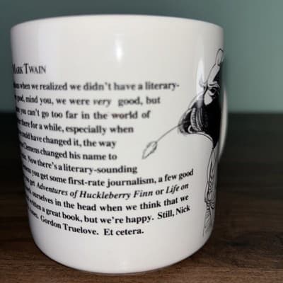 Mark Twain Caricature Coffee Mug White, Black, 1992 Largely Literary Designs Inc - Thumbnail 4