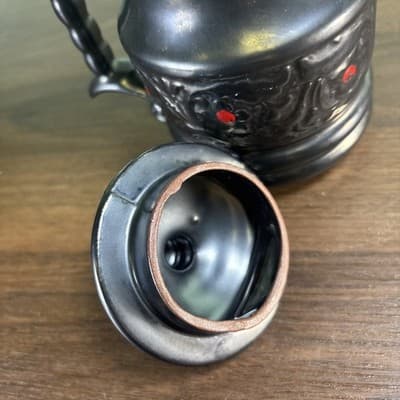 Royal Sealy Japan Redware Metallic Black Red Four Cup Tea Pot Sugar Creamer VTG - Thumbnail 19