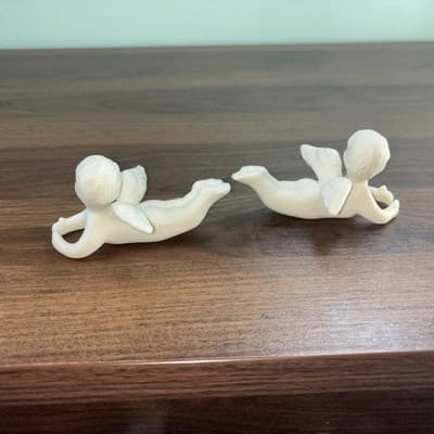 Pair of Vintage Porcelain Cherub Candle Holders - Thumbnail 6