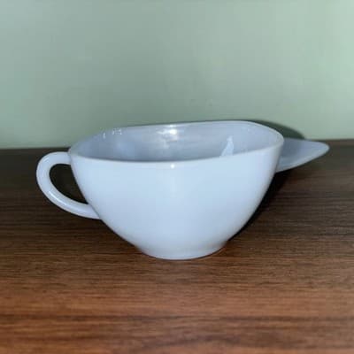 1 Set Vintage Fire King Azurite Blue Charm Cup & Saucer Replacement Pale Milk - Thumbnail 5