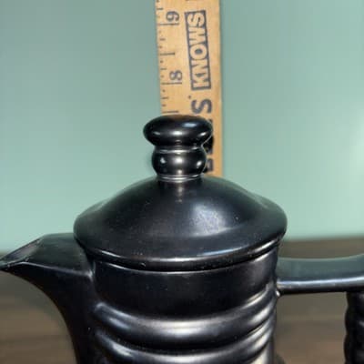 Royal Sealy Japan Redware Metallic Black Red Four Cup Tea Pot Sugar Creamer VTG - Thumbnail 9