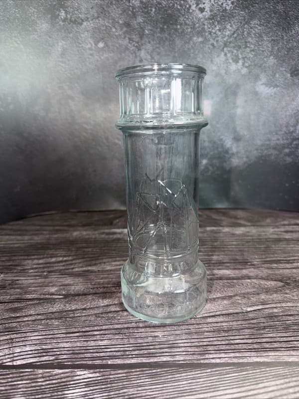 Vintage Red Lobster Lighthouse Embossed Drinking Glass with Sailing Ship Logo