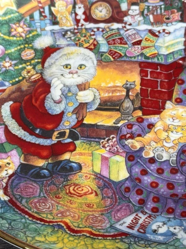 Set of 5 Franklin Mint Bill Bell Holiday Cats Collector Plates 8.25" Santa - Thumbnail 11