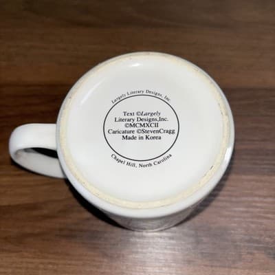 Mark Twain Caricature Coffee Mug White, Black, 1992 Largely Literary Designs Inc - Thumbnail 8