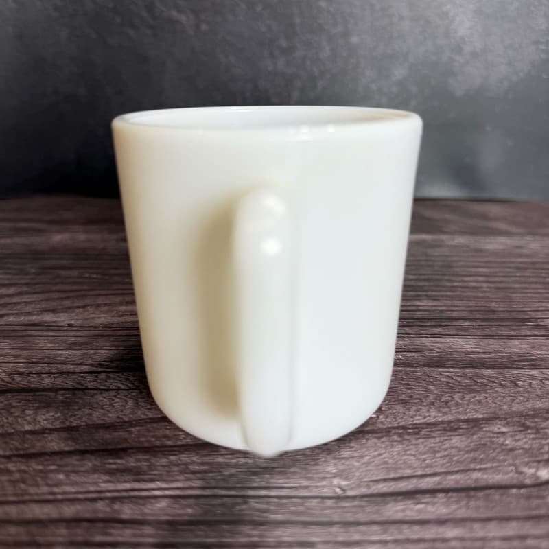 Hazel-Atlas White Milk Glass Vitrock Coffee Mug with Block Handle 3.5" - Thumbnail 7