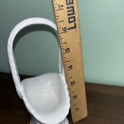 Vintage Westmoreland Milk Glass Basket Hand Painted Ribbon Flowers Small 7” Pi - Thumbnail 12