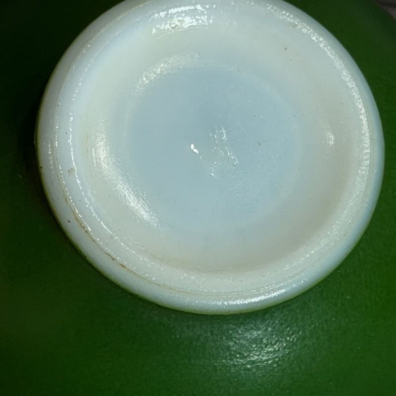 Hazel-Atlas Vintage Green Fired-On Milk Glass Teacup - Thumbnail 3