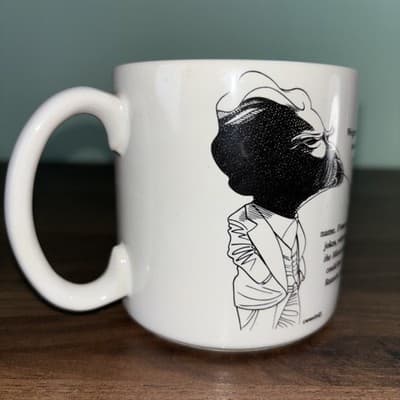 Mark Twain Caricature Coffee Mug White, Black, 1992 Largely Literary Designs Inc - Thumbnail 2