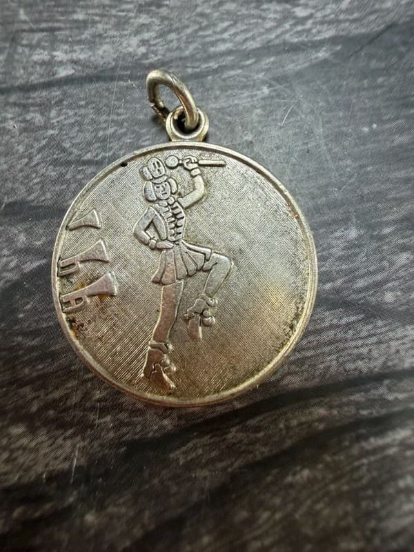 Vintage Wells Sterling Silver Majorette Drum Major Baton Twirler Round Charm