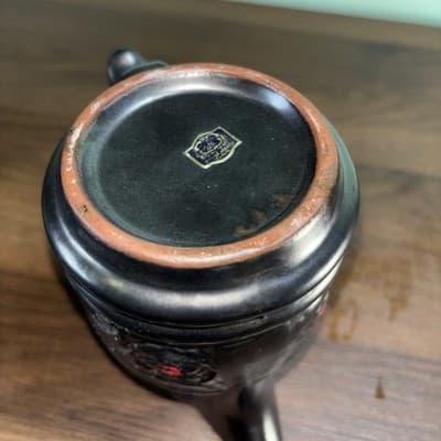 Royal Sealy Japan Redware Metallic Black Red Four Cup Tea Pot Sugar Creamer VTG - Thumbnail 6