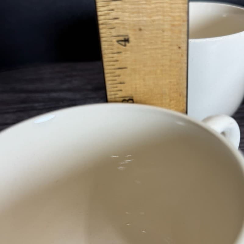 Set of 4 Vintage Scio White Coffee Mugs with Art Deco Loop Handle - Thumbnail 9