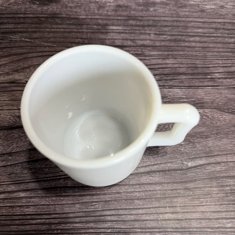 Hazel-Atlas White Milk Glass Vitrock Coffee Mug with Block Handle 3.5" - Thumbnail 4