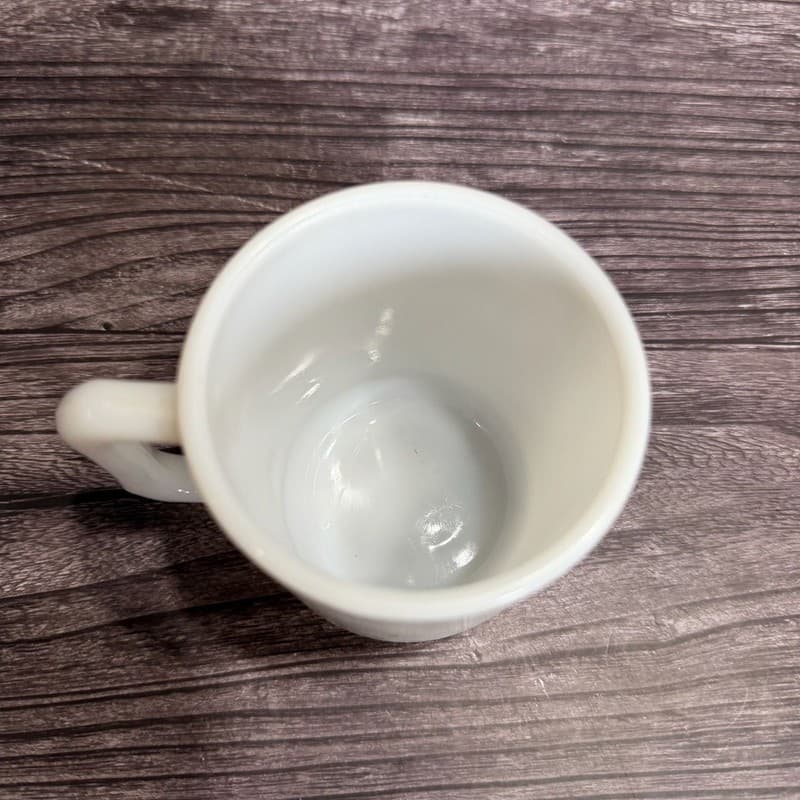 Hazel-Atlas White Milk Glass Vitrock Coffee Mug with Block Handle 3.5" - Thumbnail 5