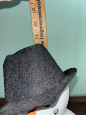 10.5” GOURD SNOWMAN Felt Top hat Bow tie Rustic Cute Coal Eyes Buttons Carrot - Thumbnail 12