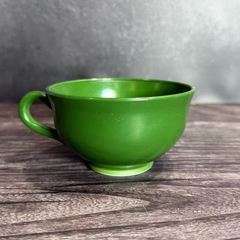 Hazel-Atlas Vintage Green Fired-On Milk Glass Teacup