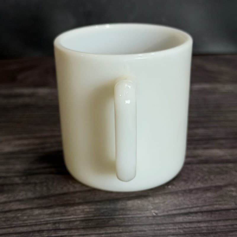 Hazel-Atlas White Milk Glass Vitrock Coffee Mug with Block Handle 3.5" - Thumbnail 2