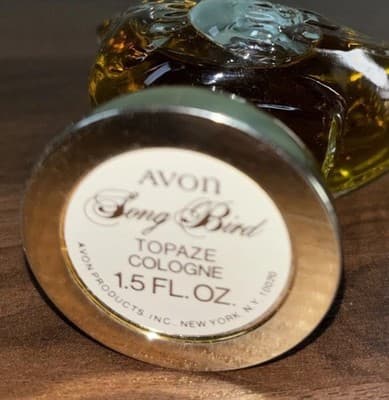 VINTAGE AVON SONG BIRD TOPAZ COLOGNE IN BOX FULL 1.5 OZ BOTTLE - Thumbnail 8
