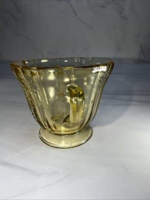 Federal Glass Amber Sugar Bowl Depression Glass Vintage 1930s Madrid Pattern - Thumbnail 5